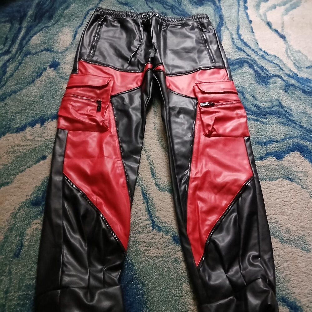 GUAPI Obsidian black leather cargo pants V2